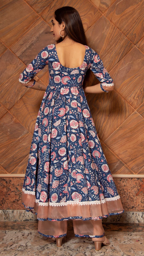 Pomcha Jaipur Ambar Cotton Anarkali Set
